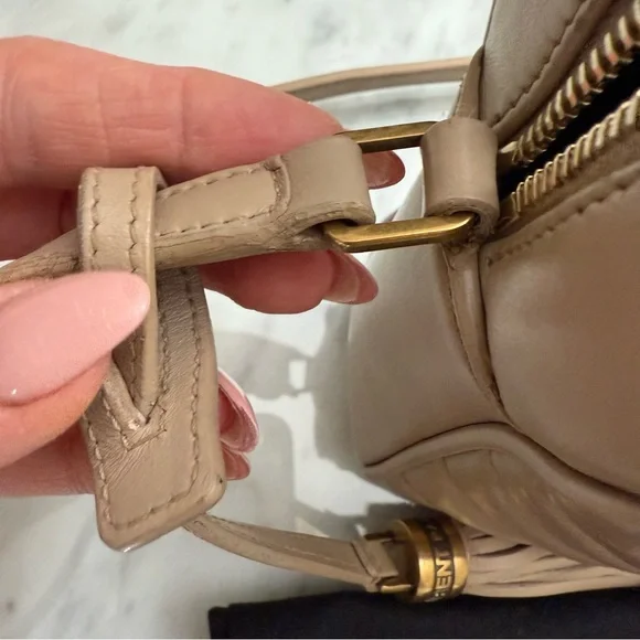 SAINT LAURENT Calfskin Matelasse Monogram Lou Camera Bag Dark Beige - Picture 8 of 15
